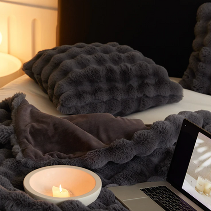 Rabbit Faux Fur Throw Blanket Luxury Plush Sofa Blanket Winter Home Decor