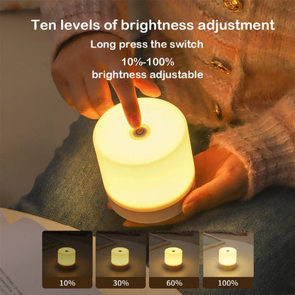 Compact LED Night Light USB-C Rechargeable Touch Dimming Bedside Lamp Home Decor