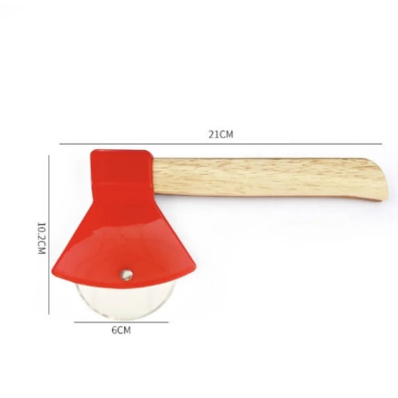 Stainless Steel Pizza Cutter Bamboo Handle Rotating Blade Kitchen Decor