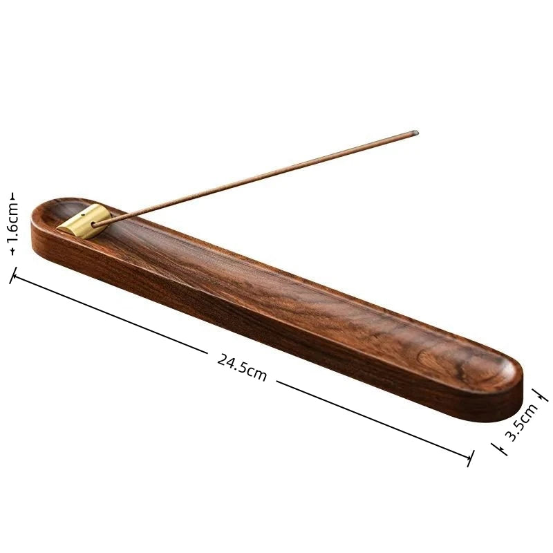 Japanese Black Walnut Wood Incense Stick Holder Adjustable Round Burner Home Decor