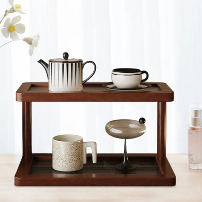 2-Tier Bamboo Countertop Organiser Shelf with Acrylic Base Kitchen Bathroom Home Decor