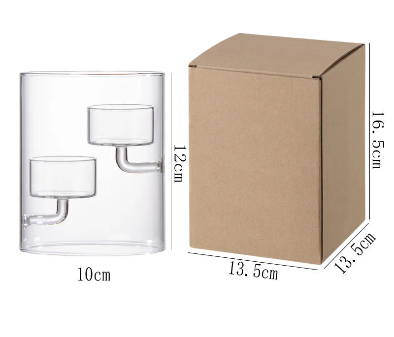 Glass Hurricane Candle Holder Cylindrical Windproof Home Decor