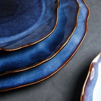 Artisan Kiln Fired Ceramic Plate Set of 4 Handcrafted Dining Decor