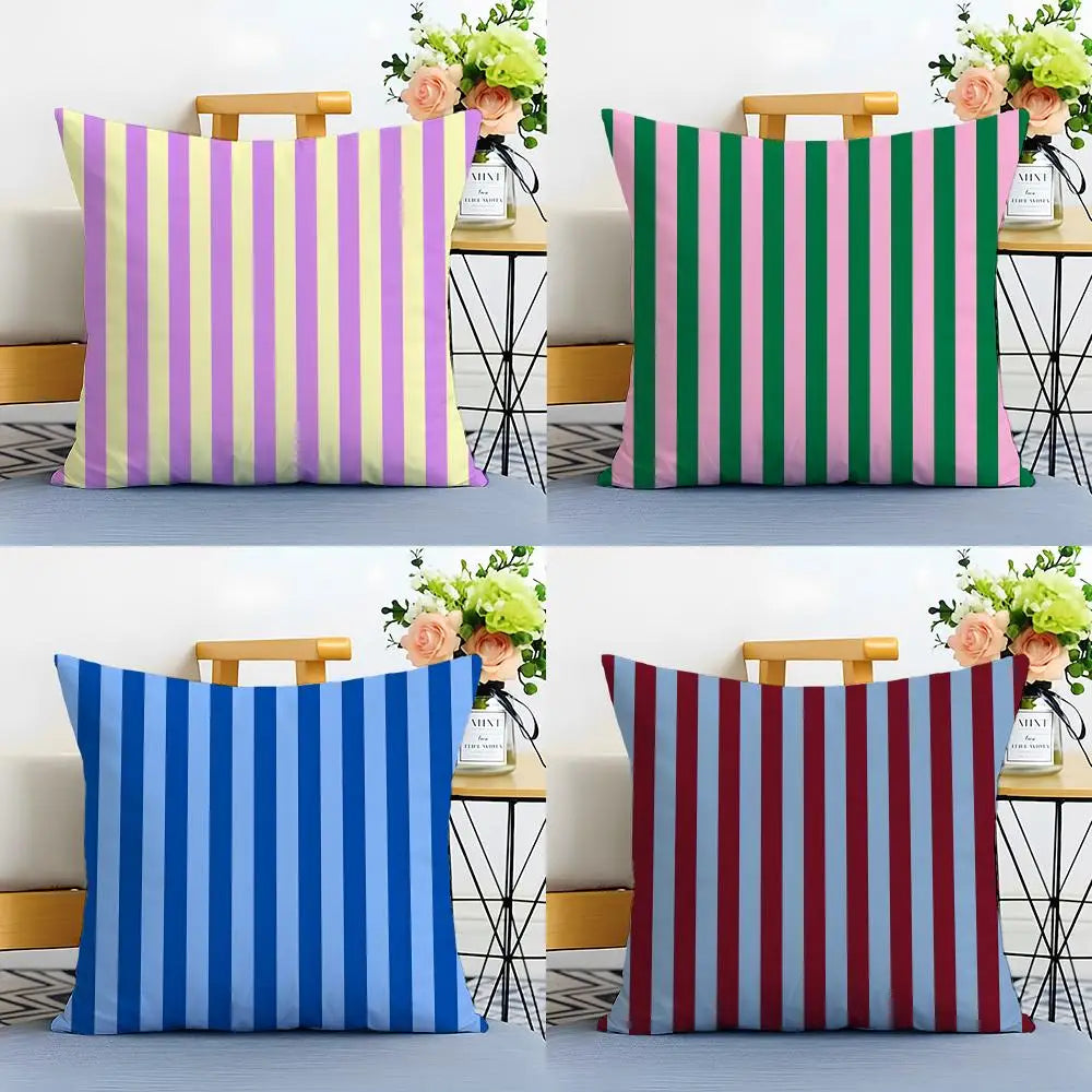 Bold Vertical Stripe Linen Cushion Cover Casual Sofa Bed Decor