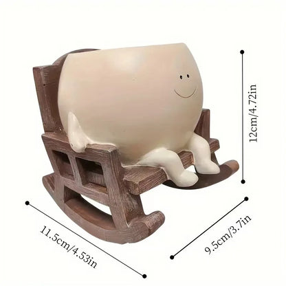 Smiley Face Flower Pot Resin Cheerful Desk Windowsill Ornament