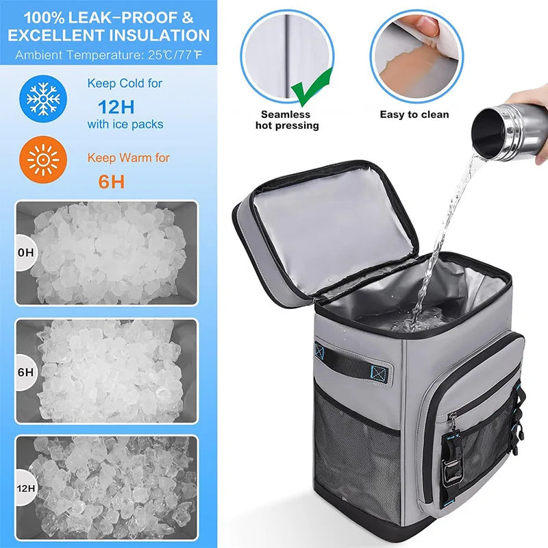 30L Insulated Cooler Backpack Waterproof Thermal Picnic Camping Bag