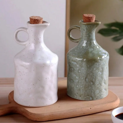 Handmade Ceramic Oil and Vinegar Bottle Set 400ml Kitchen Decor
