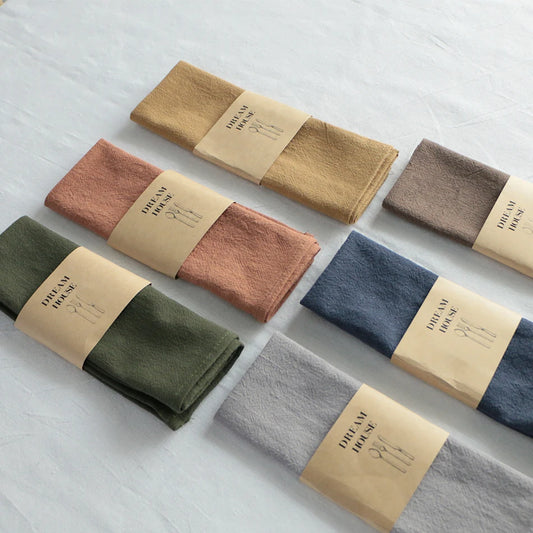 Cotton Linen Cloth Napkins Thick Reusable Fabric Dining Table Set
