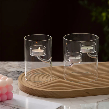 Glass Hurricane Candle Holder Cylindrical Windproof Home Decor