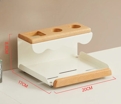 Walnut Wood Bathroom Organiser Toothbrush Holder Vanity Counter Decor