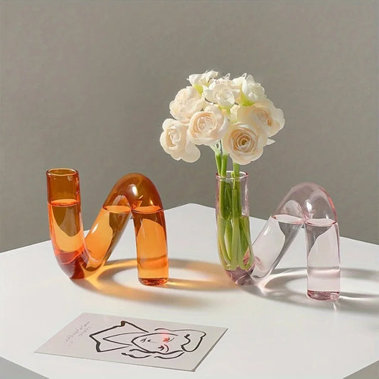 Nordic Irregular Glass Vase Coloured Transparent Centrepiece Home Decor