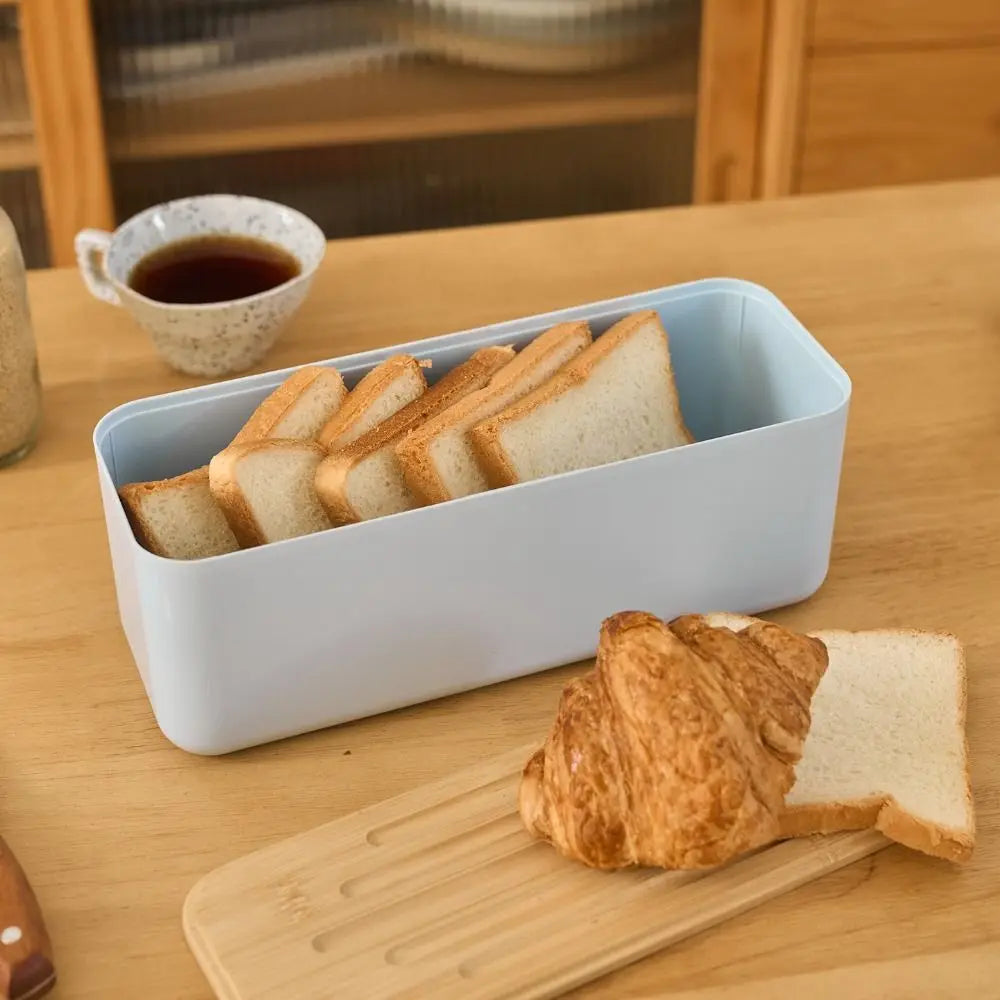 Bamboo Lid Bread Box Storage Bin Rectangular Kitchen Decor