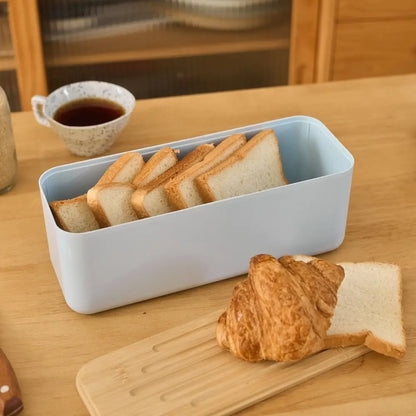Bamboo Lid Bread Box Storage Bin Rectangular Kitchen Decor