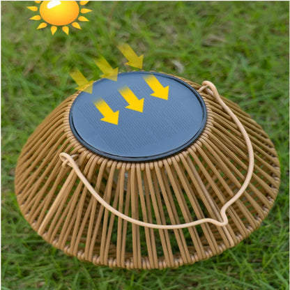Boho Rattan Solar Lantern Outdoor Hanging Waterproof Garden Patio Light