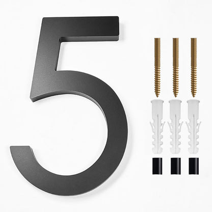 Modern Floating House Number Sign Black Acrylic 12.5 cm (5 inch) Outdoor Door Decor