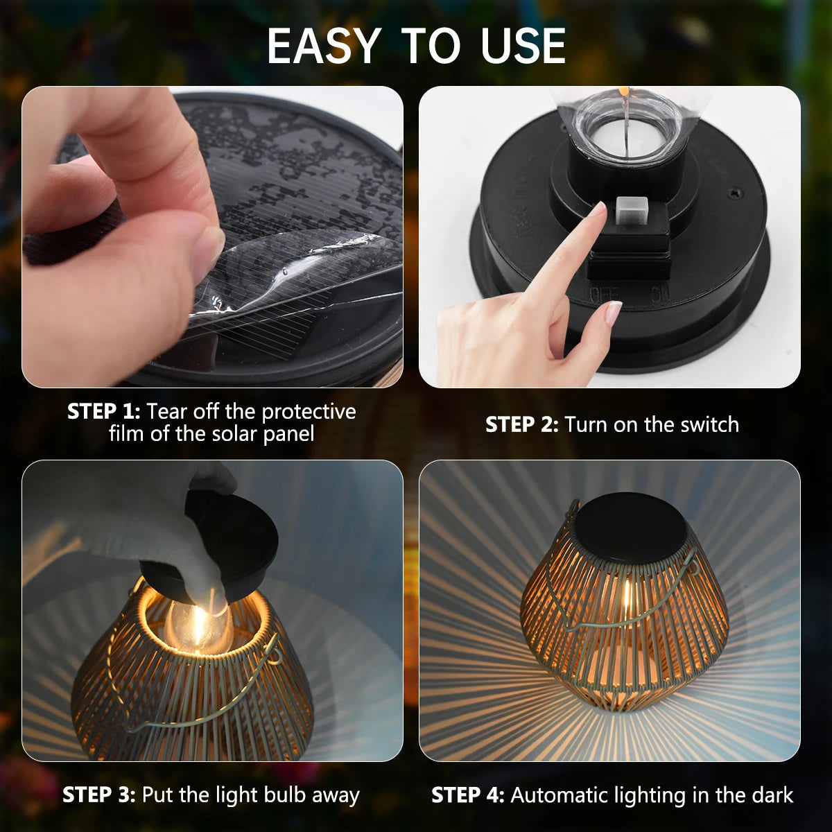 Boho Woven Solar Lantern Outdoor Hanging Waterproof Garden Yard Light