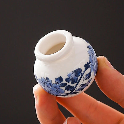 Mini Blue and White Porcelain Bud Vase Ceramic Shelf Decor