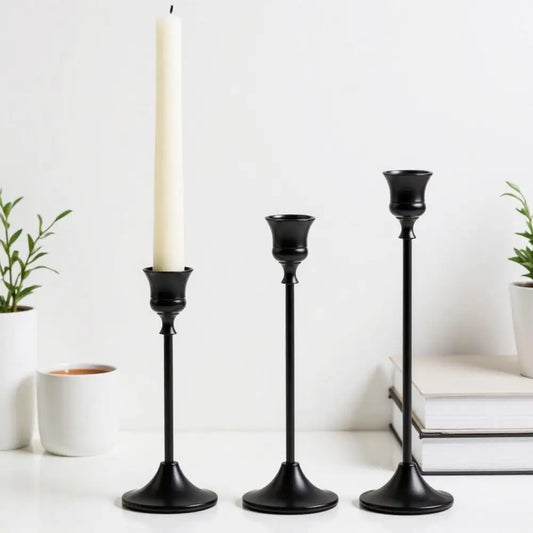 Vintage Metal Taper Candle Holder Set of 3 Elegant Home Decor