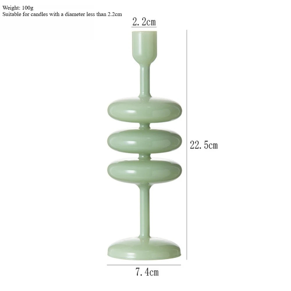 Nordic Coloured Glass Taper Candle Holder Dining Table Decor