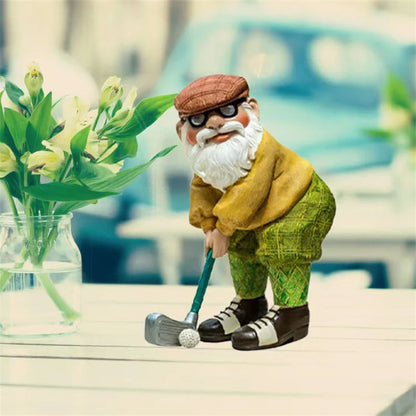 Resin Golf Gnome Garden Ornament Waterproof Outdoor Patio Yard Decor
