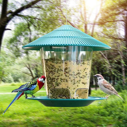 Hanging Bird Feeder Automatic Outdoor Garden Seed Dispenser Weather Resistant