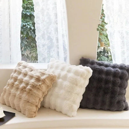 Rabbit Faux Fur Cushion Cover Luxury Soft Plush Sofa Pillow Cover Home Decor