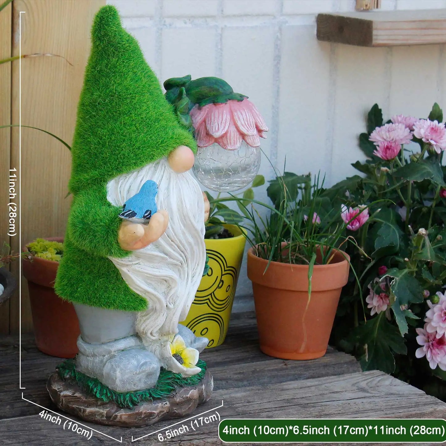 Solar LED Garden Gnome Light Waterproof Resin Outdoor Pathway Decor