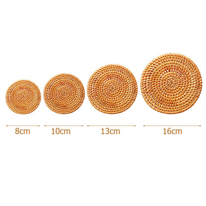 Natural Rattan Coaster Handwoven Boho Table Decor Home Accessories