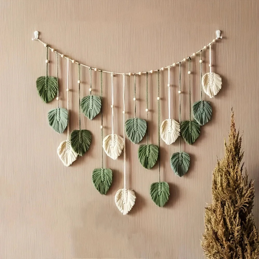 Modern Boho Macrame Feather Wall Hanging Woven Tapestry Home Decor
