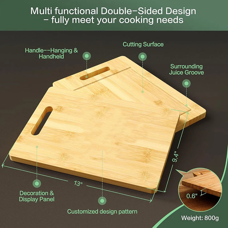 Premium Bamboo Cutting Board Natural Antibacterial Kitchen Chopping Board Decor