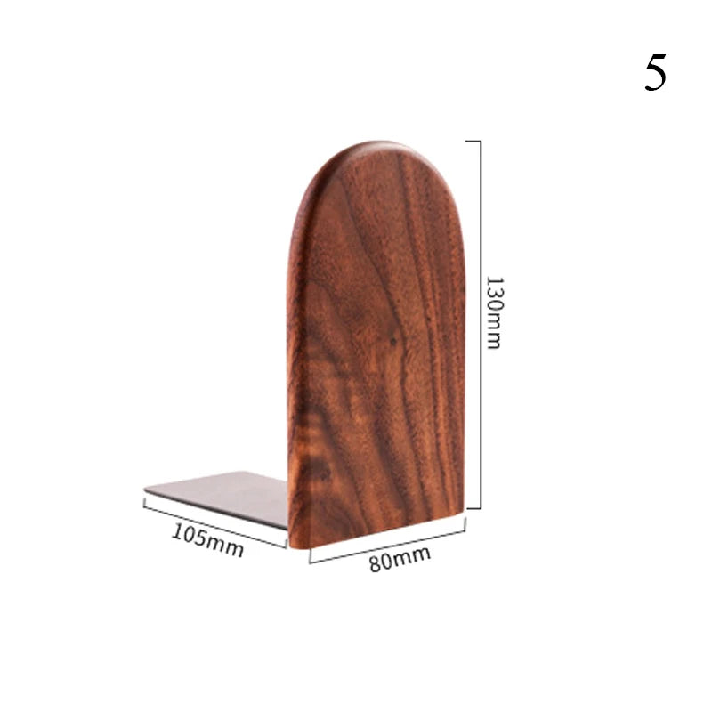 Natural Wood Bookends Desktop Bookshelf Decor Office Home