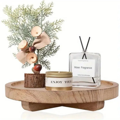 Natural Wooden Vanity Tray Round Edges Countertop Display Home Decor