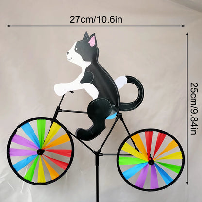 Animal Riding Bicycle Wind Spinner Colourful Outdoor Garden Yard Decoration