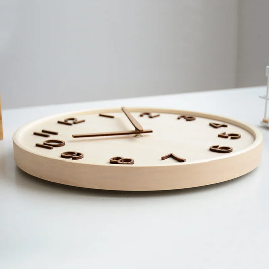 Japanese Noiseless Solid Wood Wall Clock Retro Minimalist Living Room Home Decor