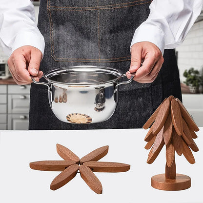 Bamboo Tree Design Trivet Set Heat Resistant Pot Stand Home Decor