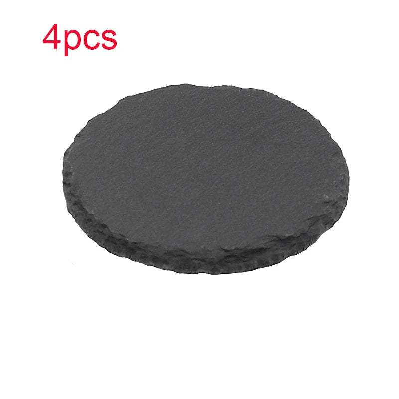 Natural Slate Stone Coaster Japanese Style Round Square Home Decor