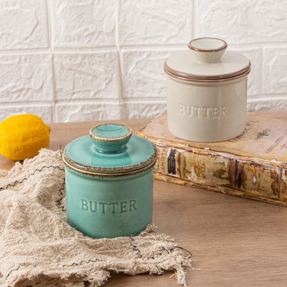 Artisan Kiln Turned Ceramic Butter Dish with Lid Kitchen Counter Decor