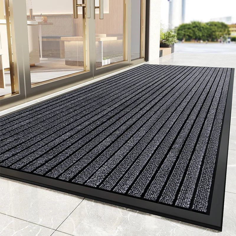 Heavy-Duty PVC Striped Door Mat Anti-Slip Outdoor Entrance Home Decor