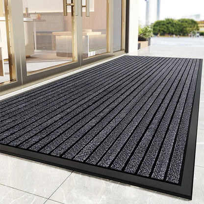 Heavy-Duty PVC Striped Door Mat Anti-Slip Outdoor Entrance Home Decor