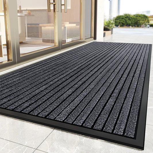 Heavy-Duty PVC Striped Door Mat Anti-Slip Outdoor Entrance Home Decor