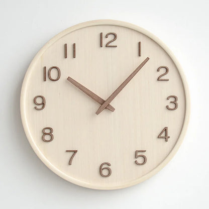 Japanese Noiseless Solid Wood Wall Clock Retro Minimalist Living Room Home Decor