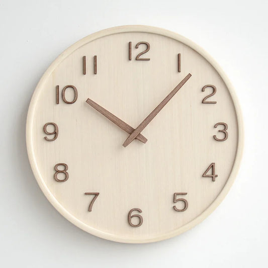 Japanese Noiseless Solid Wood Wall Clock Retro Minimalist Living Room Home Decor