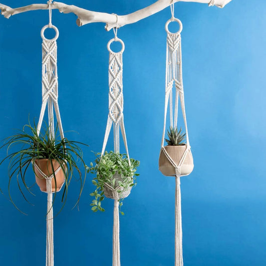 Boho Macrame Plant Hanger Set of 3 Indoor Outdoor Wall Hanging Planter Home Decor