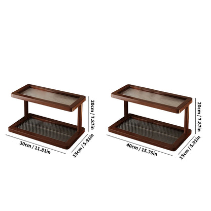 2-Tier Bamboo Countertop Organiser Shelf with Acrylic Base Kitchen Bathroom Home Decor