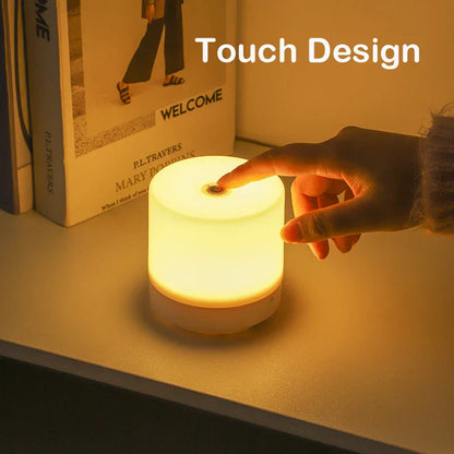 Compact LED Night Light USB-C Rechargeable Touch Dimming Bedside Lamp Home Decor