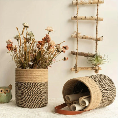 Handwoven Rope Storage Basket Natural Cotton Organiser Home Decor