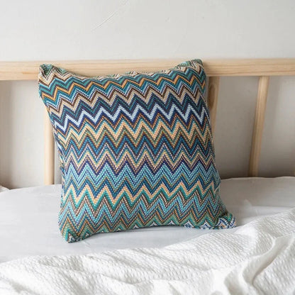 Boho Striped Knitted Cushion Cover Handmade Textured Sofa Pillow Cover Home Decor