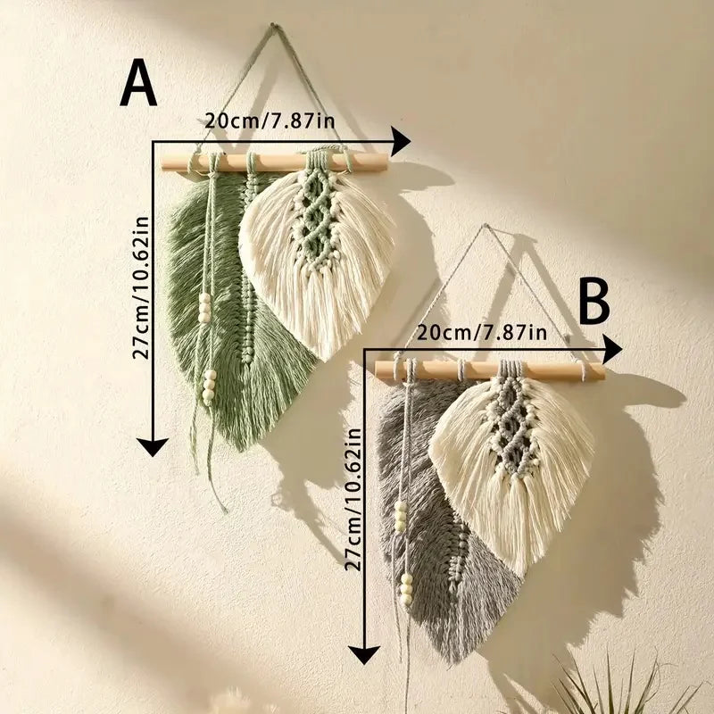Handmade Macrame Leaf Wall Hanging Boho Woven Leaves Tapestry Home Decor