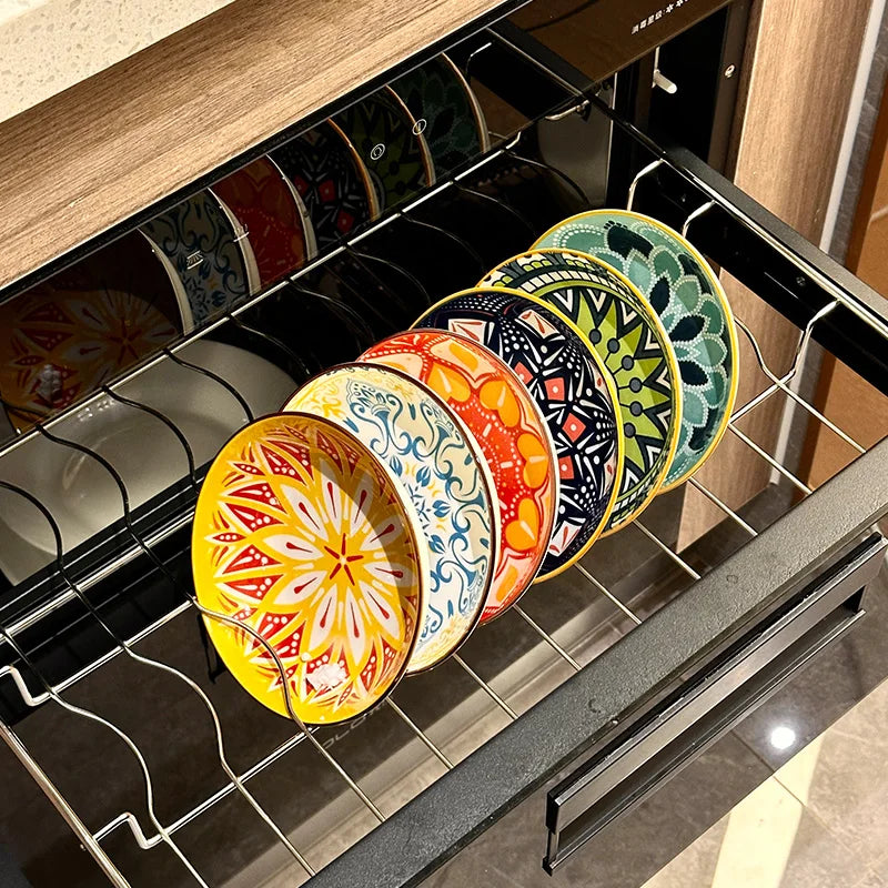 Bohemian Ceramic Plate Set 6 Pieces Dining Serving Dishwasher Safe