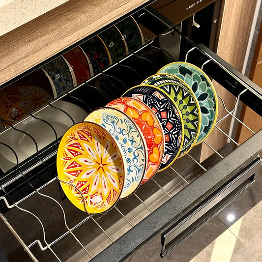 Bohemian Ceramic Plate Set 6 Pieces Dining Serving Dishwasher Safe